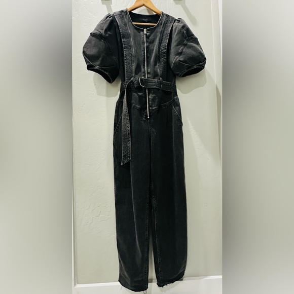 Revolve X All Saints Utility Denim Jumpsuit Dark gray Size - 4 like new - Picture 8 of 9